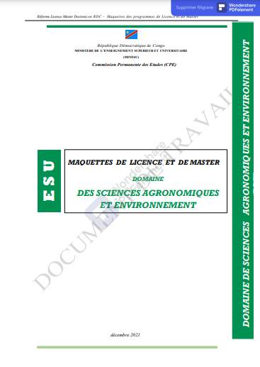 Maquettes de Licence et de Master en Domaine des Sciences Agronomiques et Environnement