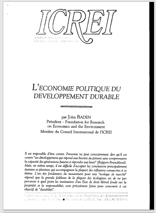 ECONOMIE POLITIQUE DU DEVELOPPEMENT DURABLE