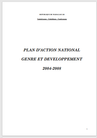 PLAN D’ACTION NATIONAL GENRE ET DEVELOPPEMENT 2004-2008