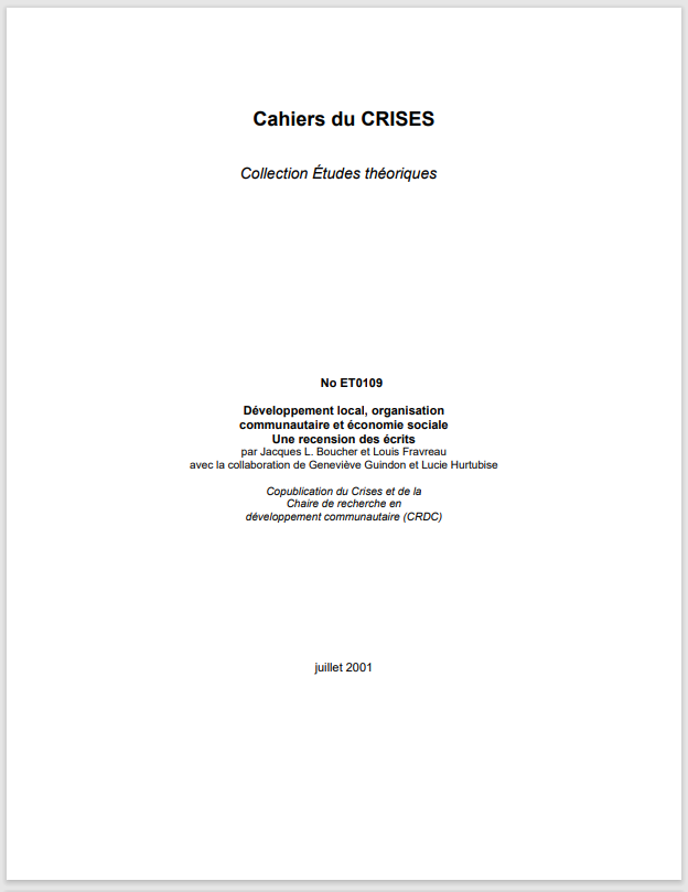 Cahiers du CRISES  Collection Études théoriques